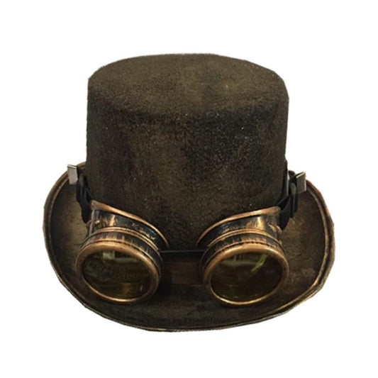 ENSEMBLE CHAPEAU STEAMPUNK BRONZE LUNETTES