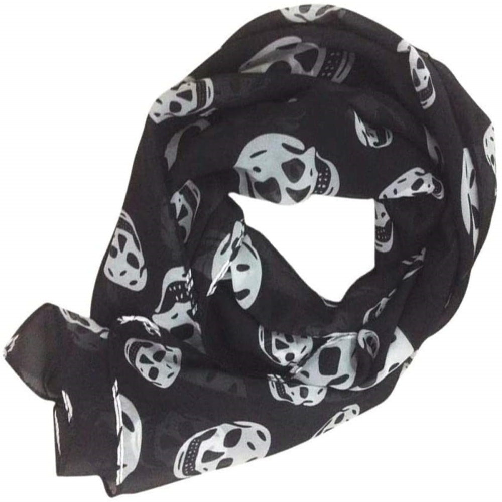 ECHARPE FOULARD TETE DE MORT NOIIR GOTHIQUE