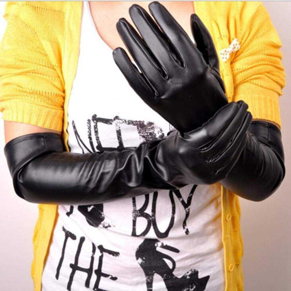 GANTS PU NOIR LONG