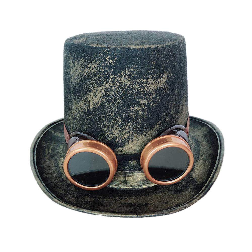 ENSEMBLE CHAPEAU STEAMPUNK BRONZE LUNETTES