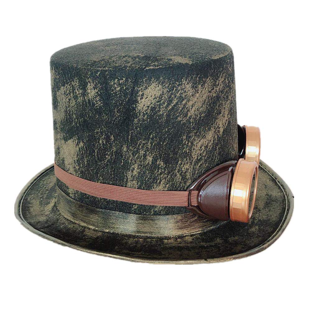 ENSEMBLE CHAPEAU STEAMPUNK BRONZE LUNETTES