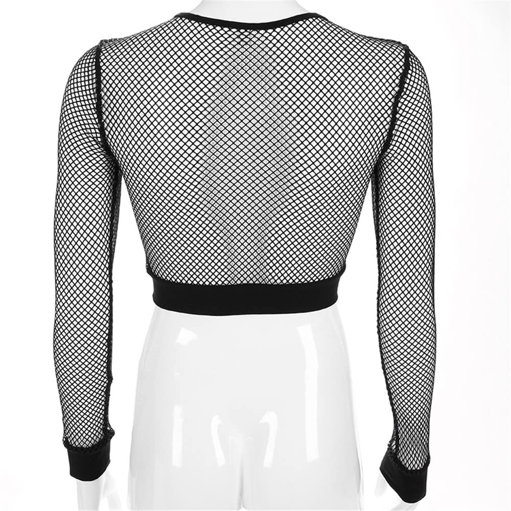 TOP RESILLE MOULANT SEXY SLIM NOIR MAILLE