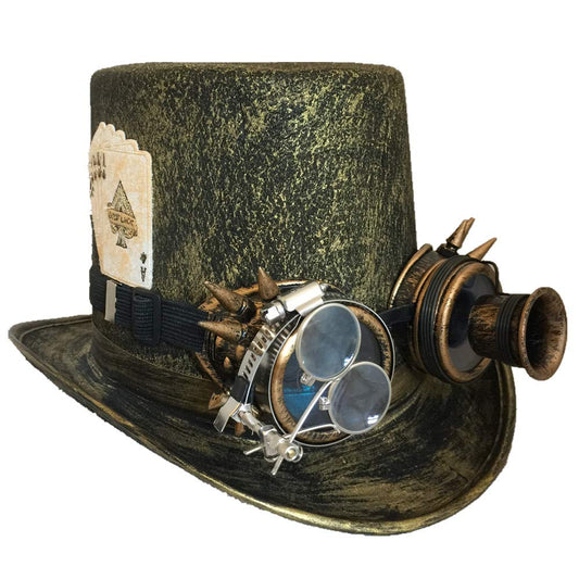 ENSEMBLE CHAPEAU STEAMPUNK LUNETTES CLOUS LOUPE