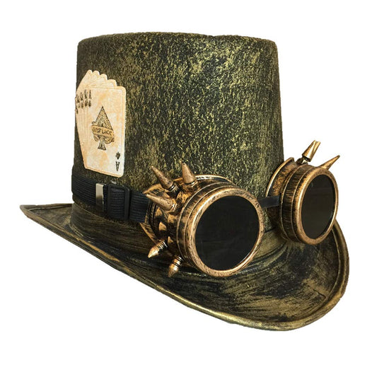 ENSEMBLE CHAPEAU STEAMPUNK LUNETTES CLOUS