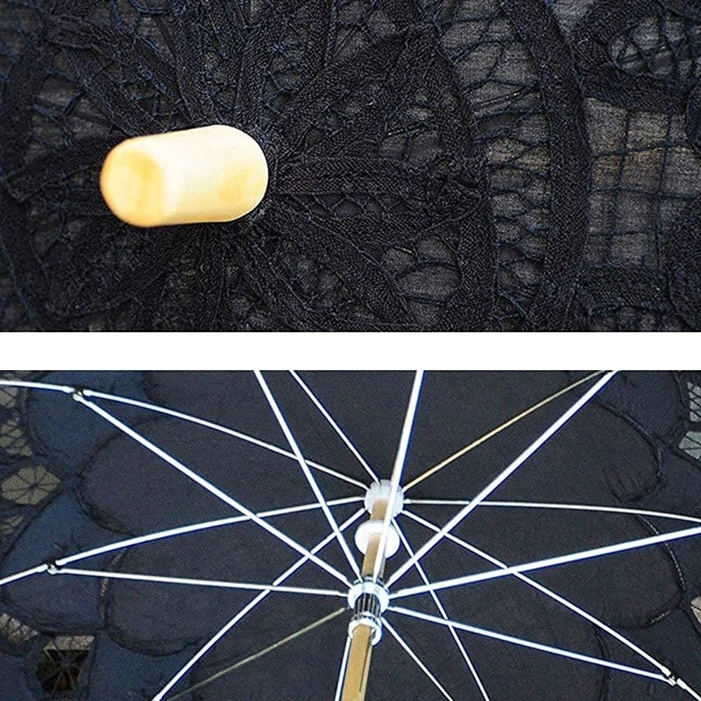 OMBRELLE NOIRE DEGUISEMENT MARIAGE DENTELLE