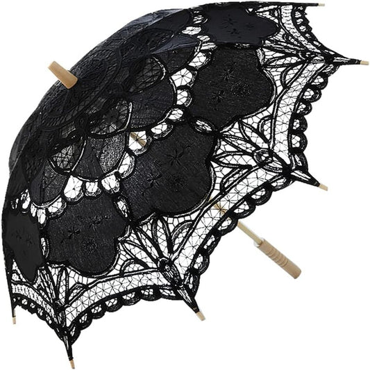 OMBRELLE NOIRE DEGUISEMENT MARIAGE DENTELLE