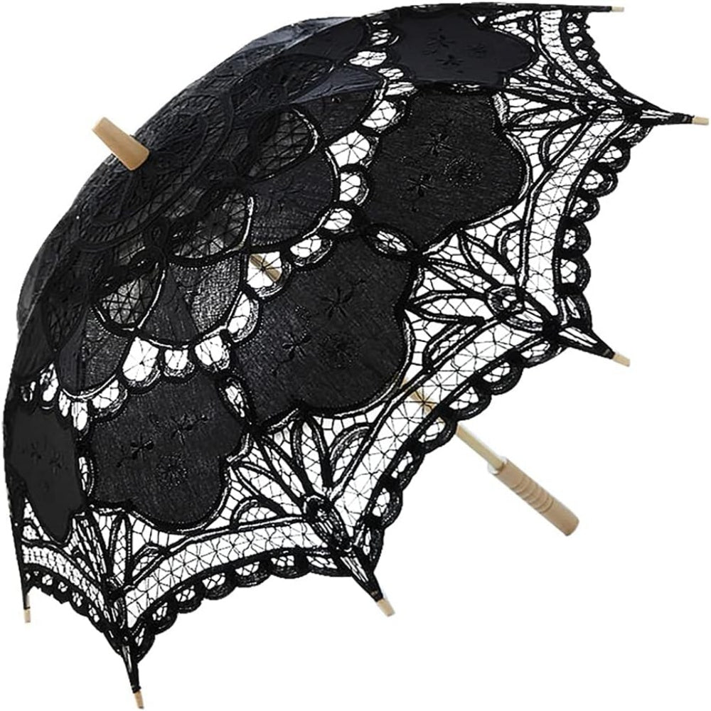 OMBRELLE NOIRE DEGUISEMENT MARIAGE DENTELLE
