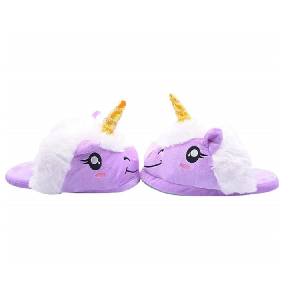 CHAUSSONS PANTOUFLES LICORNE VIOLET PELUCHE