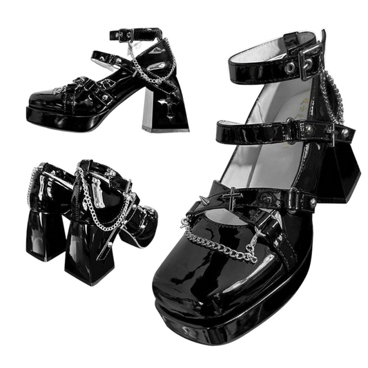 CHAUSSURES PUNK TALON CROIX 8CM