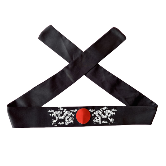 BANDEAU NOIR DRAGON JAPONAIS SAMOURAI TRADITIONNEL