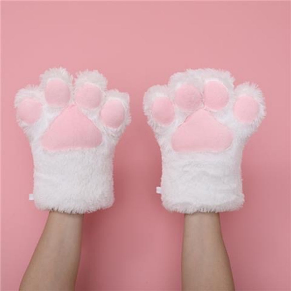 PAIRE GANTS PATTE CHAT NEKO BLANC