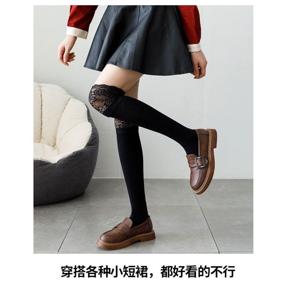 CHAUSSETTES MONTANTES FEMME NOIR DENTELLE