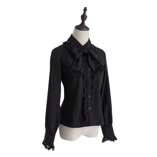 CHEMISE VICTORIEN LOLITA FEMME NOIR