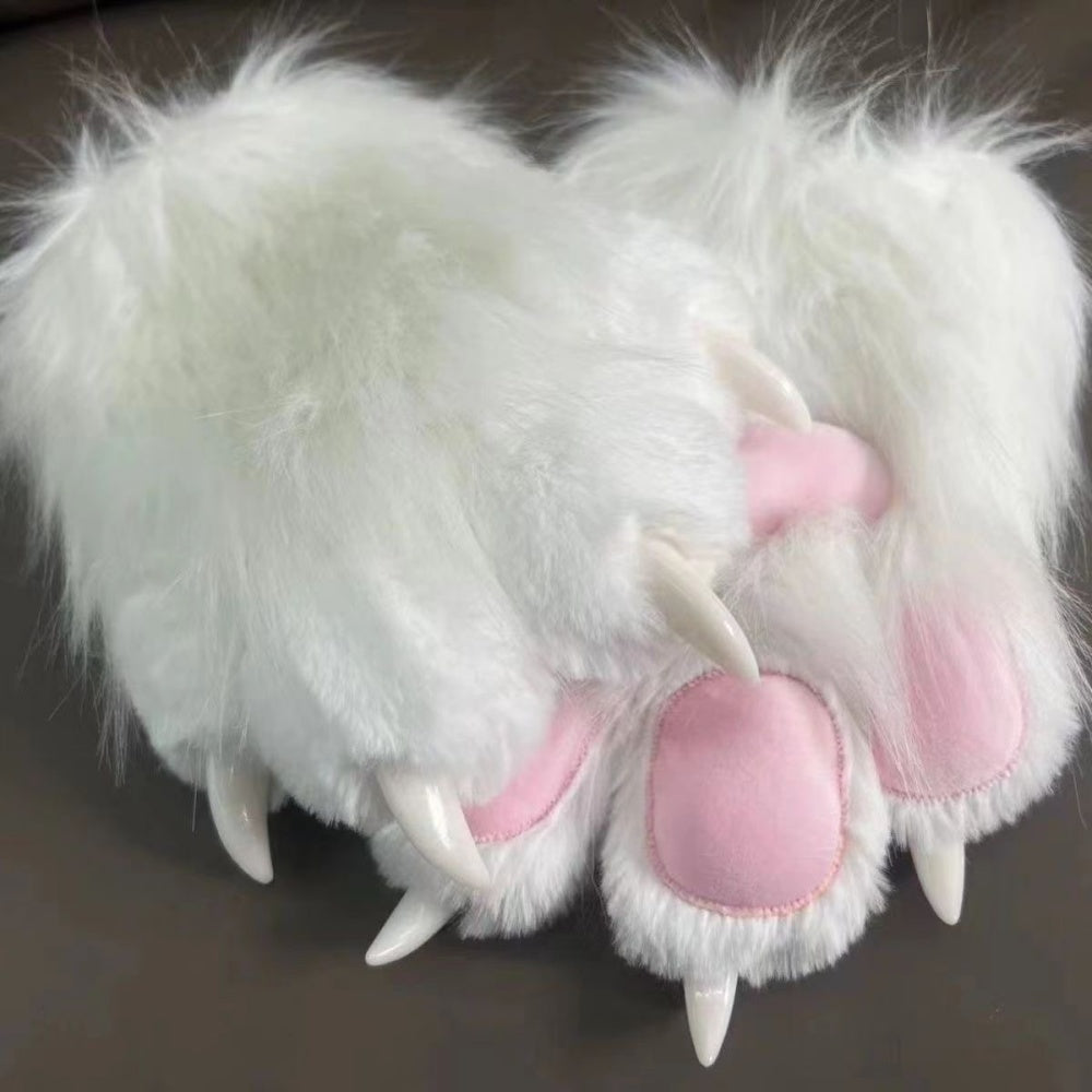 PAIRE GANTS PATTE CHAT NEKO BLANC AVEC SON MIGNON