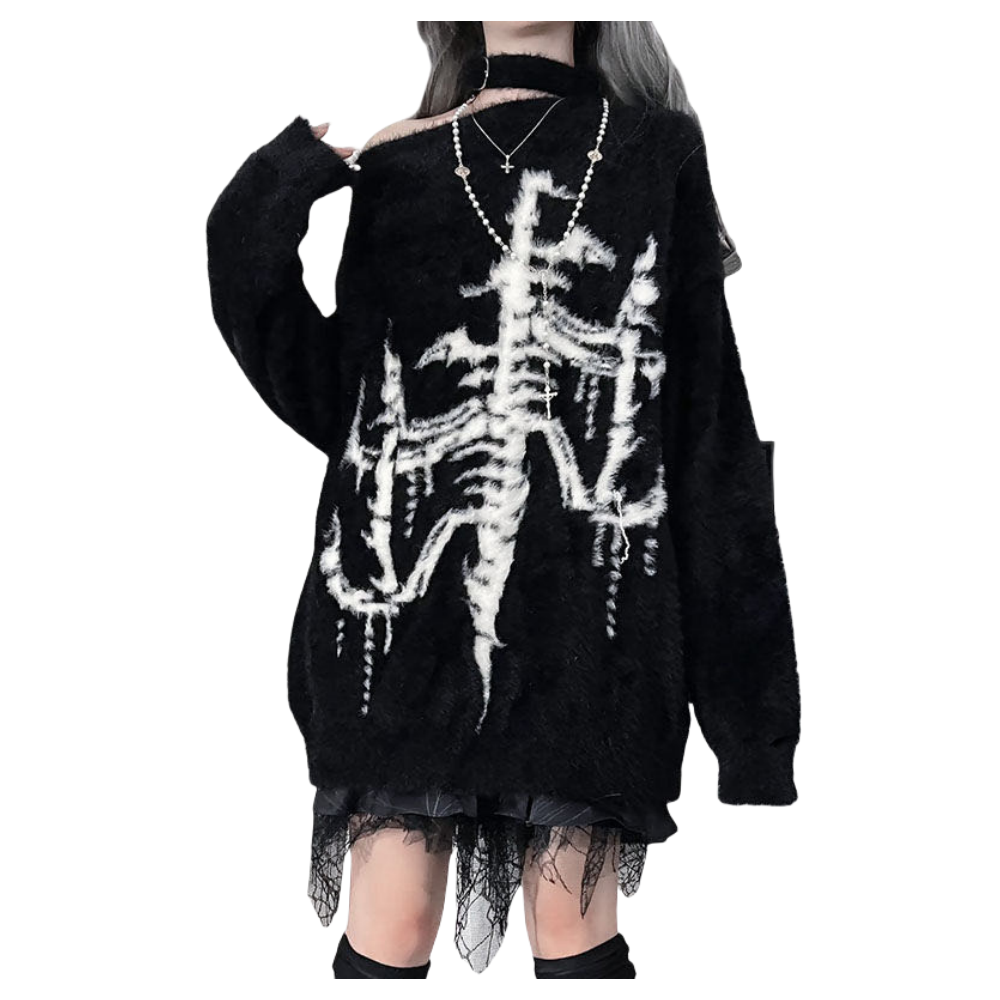 PULL GOTHIQUE NOIR SKULLE