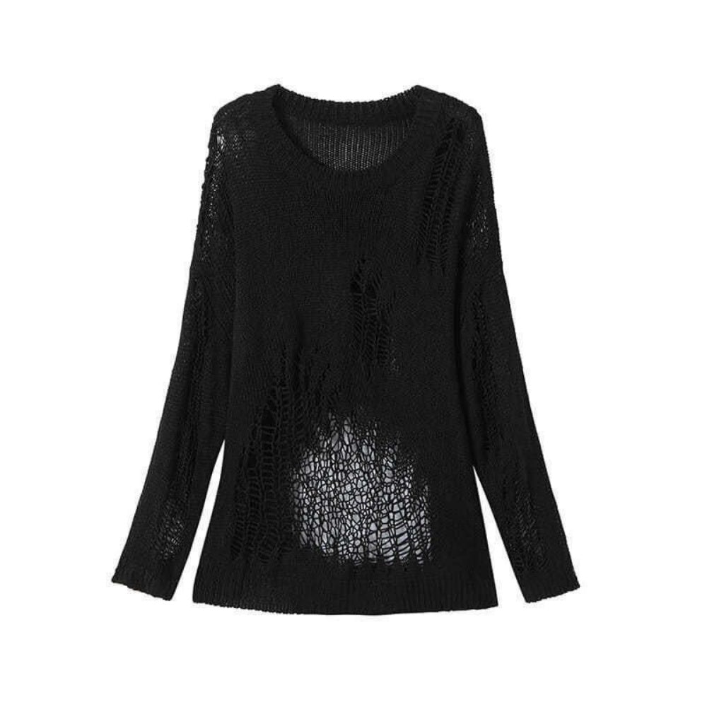 PULL GOTH DECHIREE NOIR