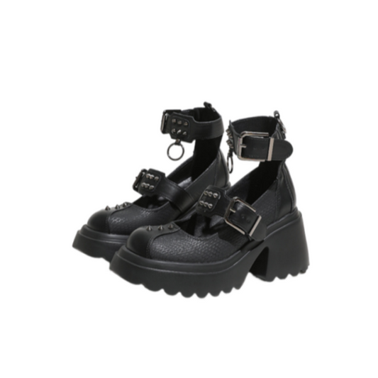 CHAUSSURES PUNK CLOUS CUIR TALON 8.5CM