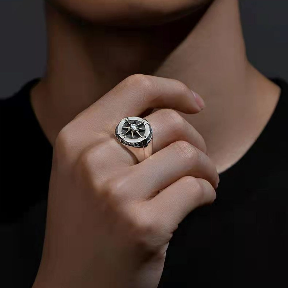 BAGUE OCTOGRAMME ACIER