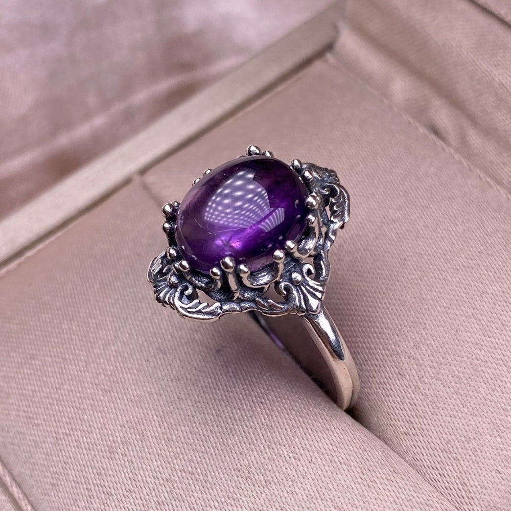 BAGUE ACIER AMETHYSTE