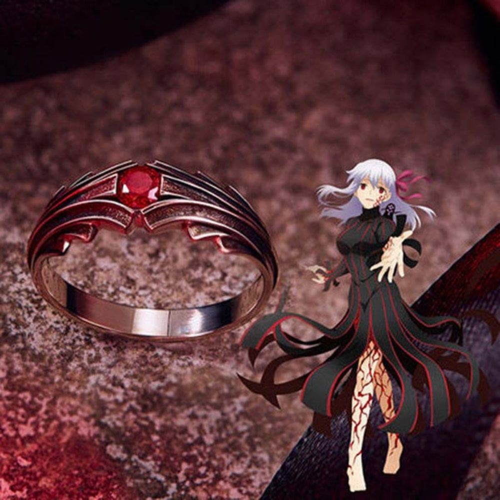 BAGUE PIERRE ROUGE ACIER