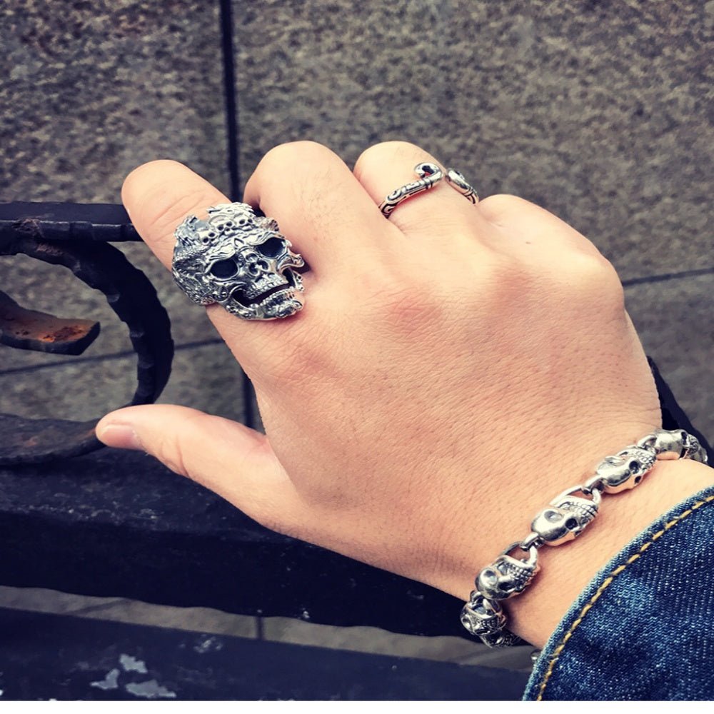 BAGUE CRANE GOTH EN ARGENT 925