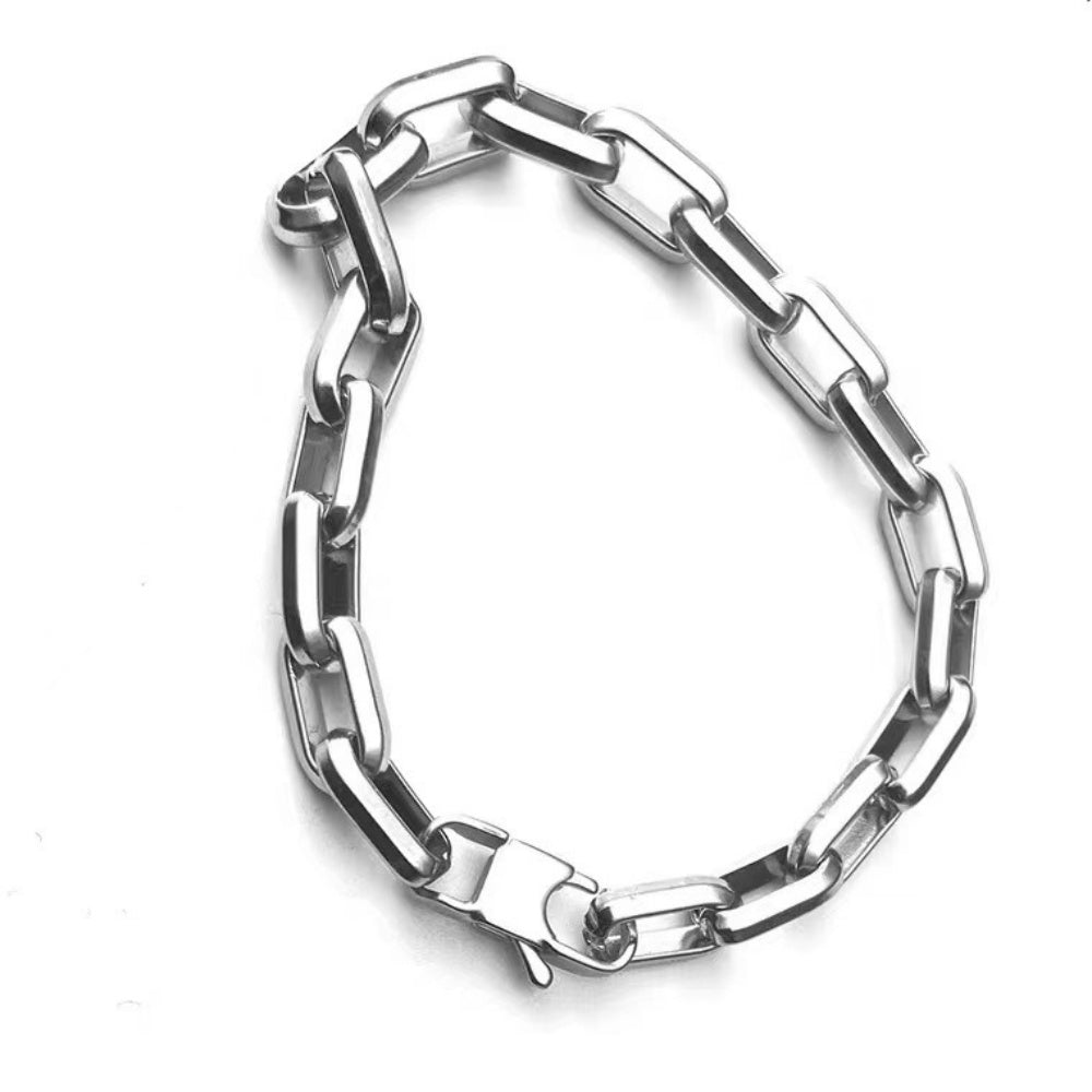 BRACELET GROSSE MAILLE ACIER TITANE