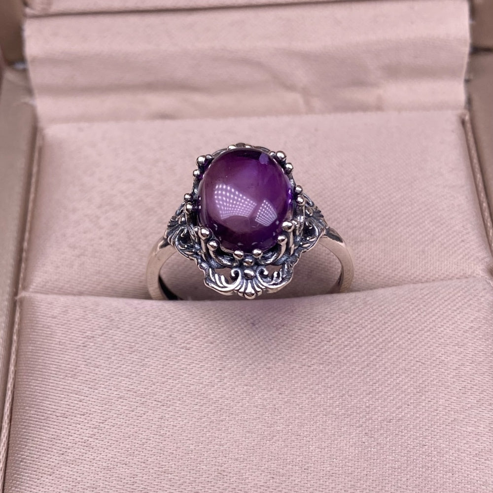 BAGUE ACIER AMETHYSTE