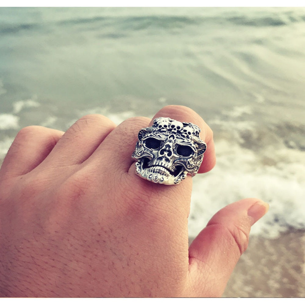 BAGUE CRANE GOTH EN ARGENT 925