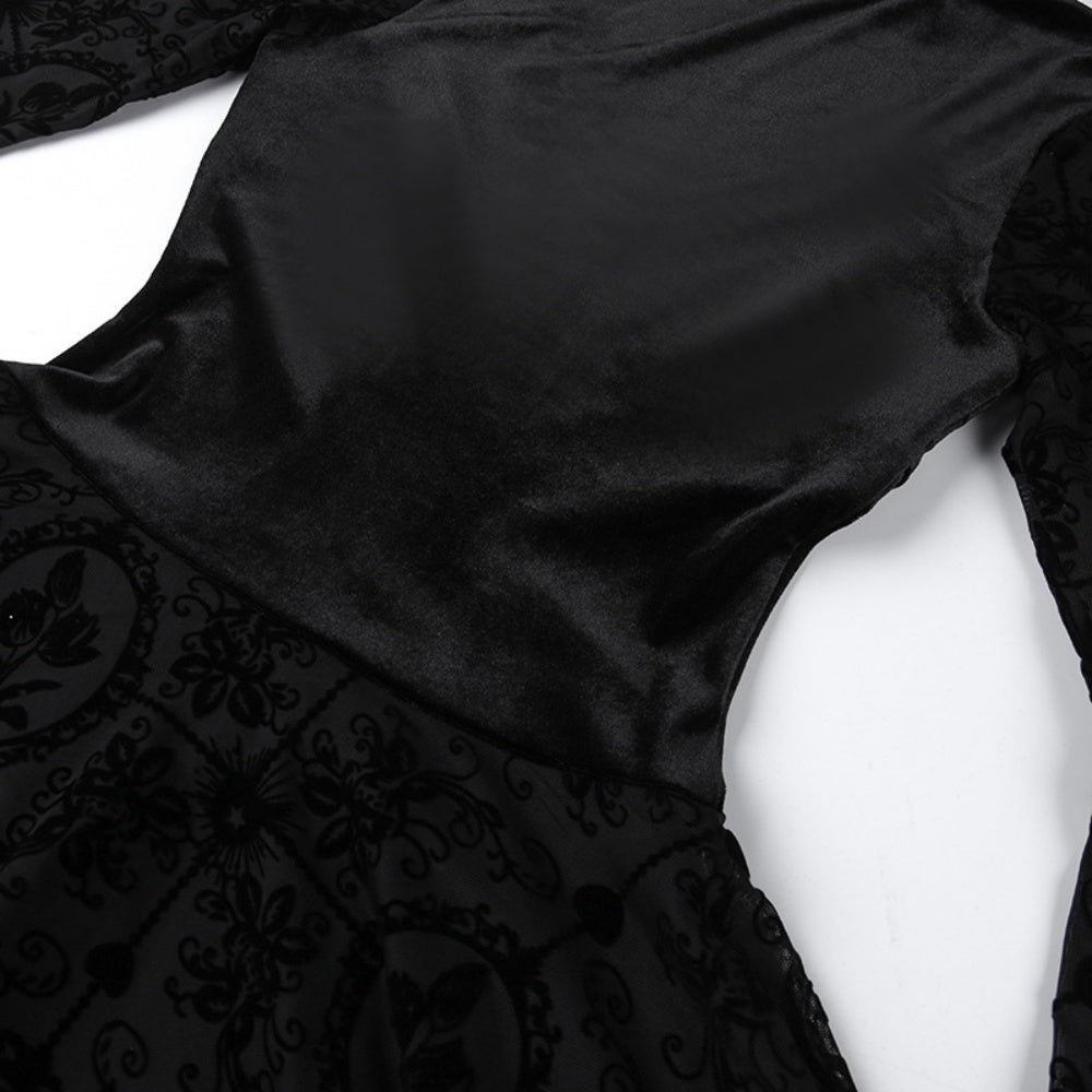 ROBE LONG GOTH MANCHE BOUFFANTE