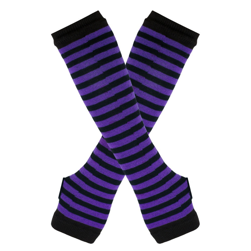 MITAINES NOIR VIOLET RAYURE PUNK