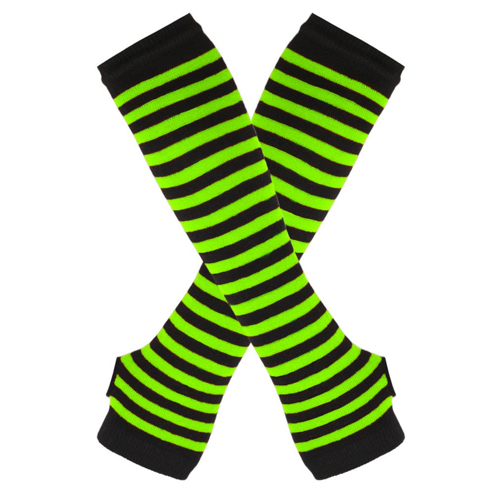 MITAINES NOIR VERT RAYURE PUNK