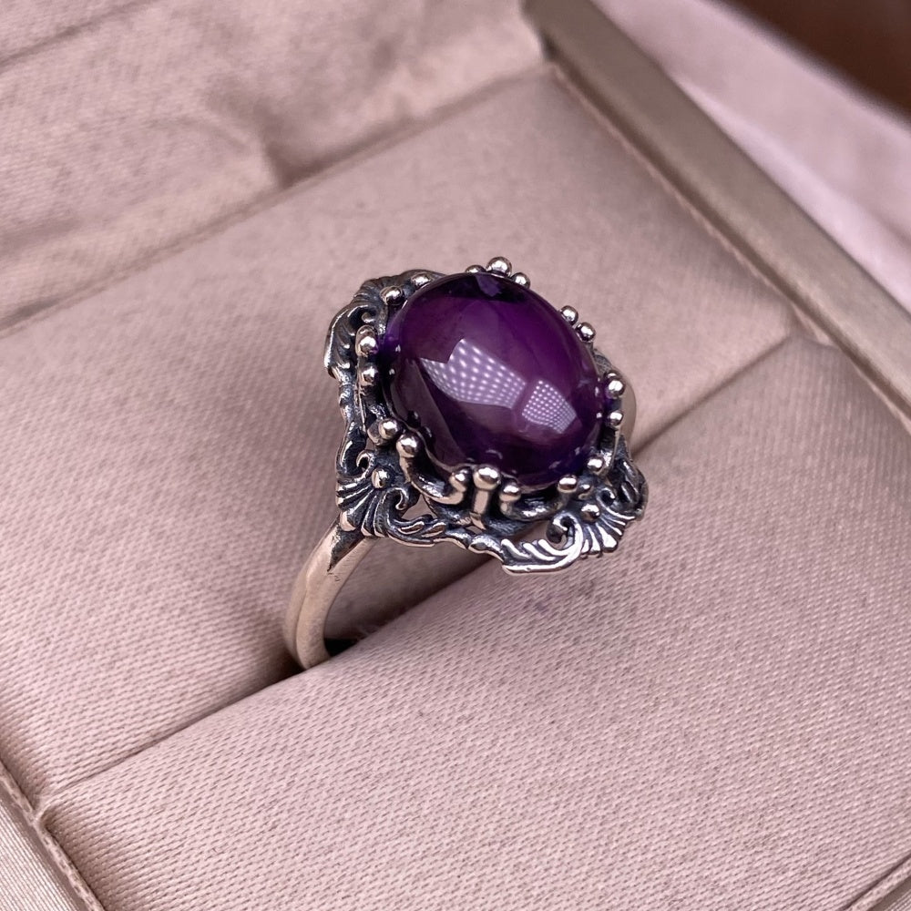 BAGUE ACIER AMETHYSTE