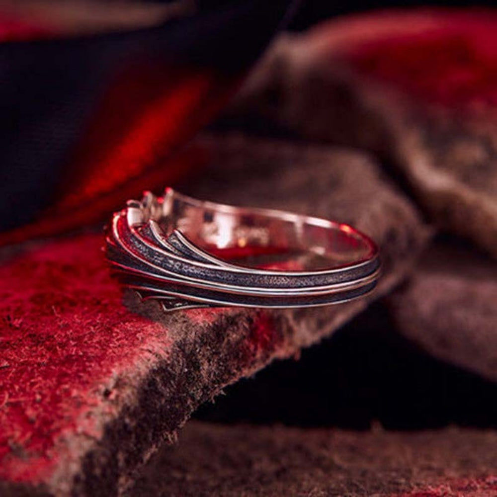 BAGUE PIERRE ROUGE ACIER