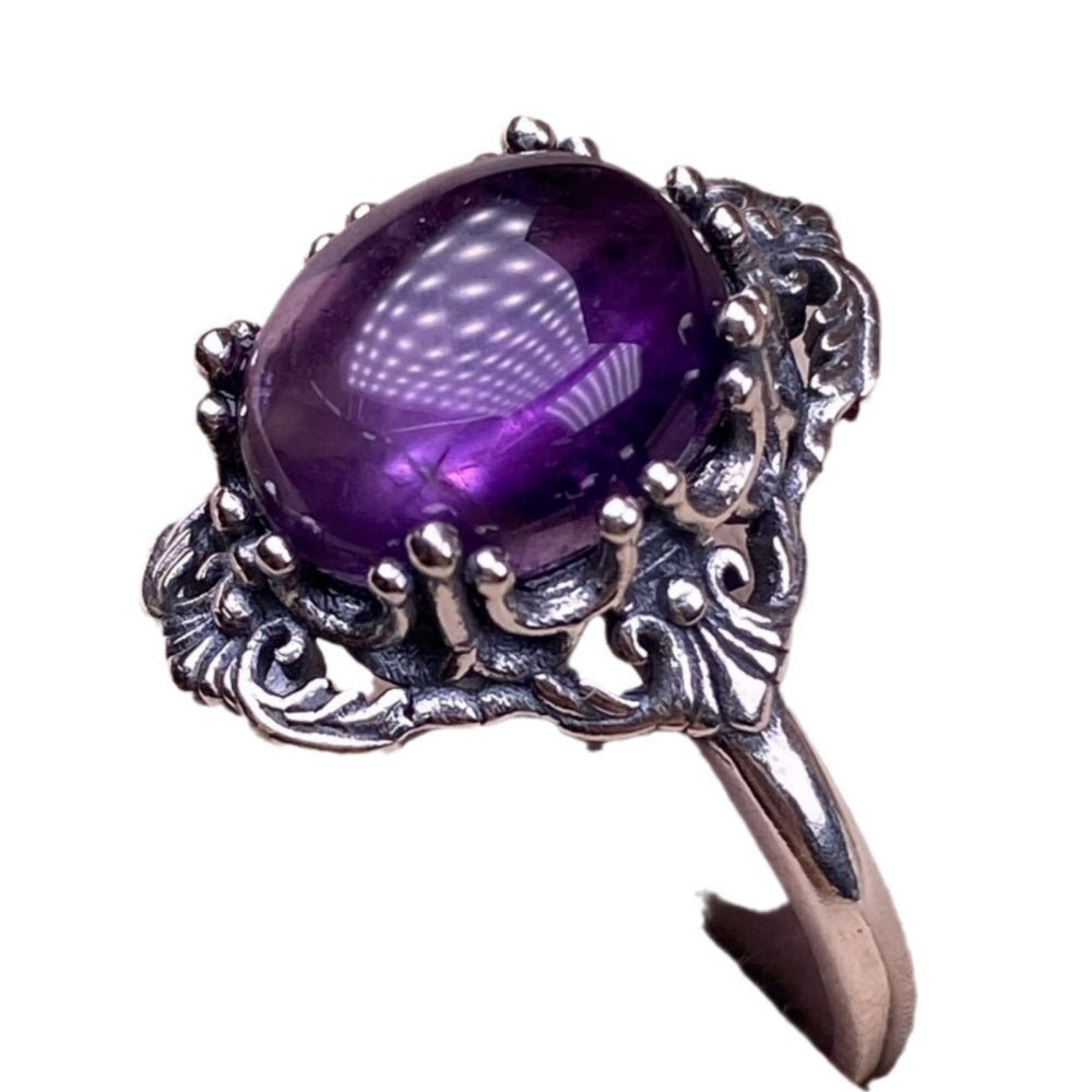 BAGUE ACIER AMETHYSTE