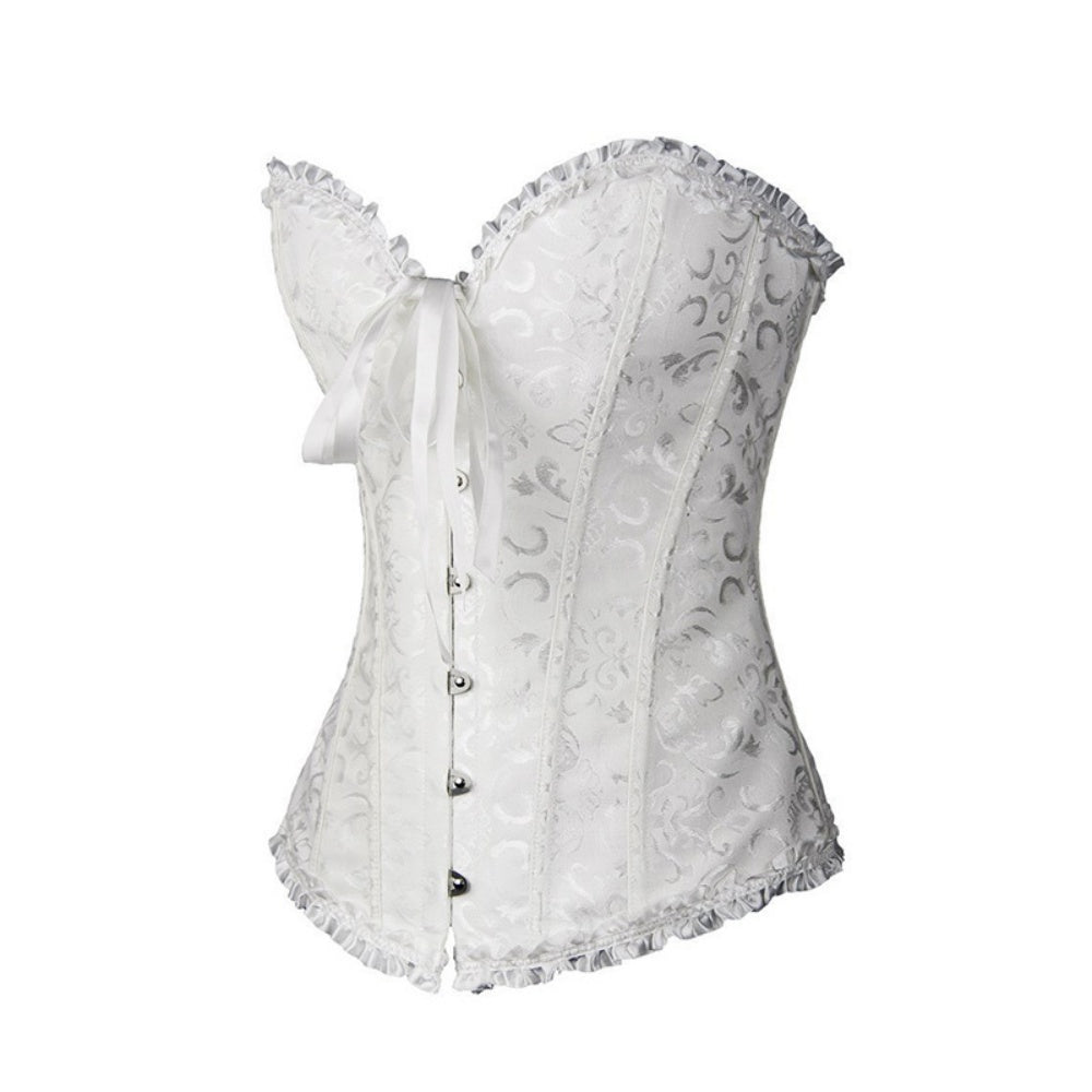 BUSTIER CORSET BLANC DENTELLE A LACET