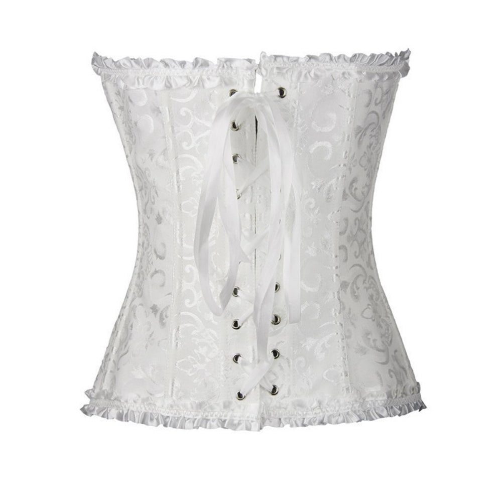 BUSTIER CORSET BLANC DENTELLE A LACET