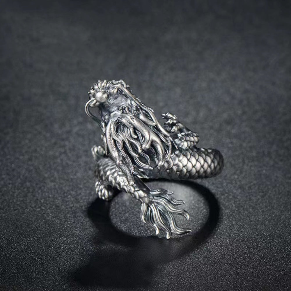 BAGUE DRAGON EN ARGENT 925