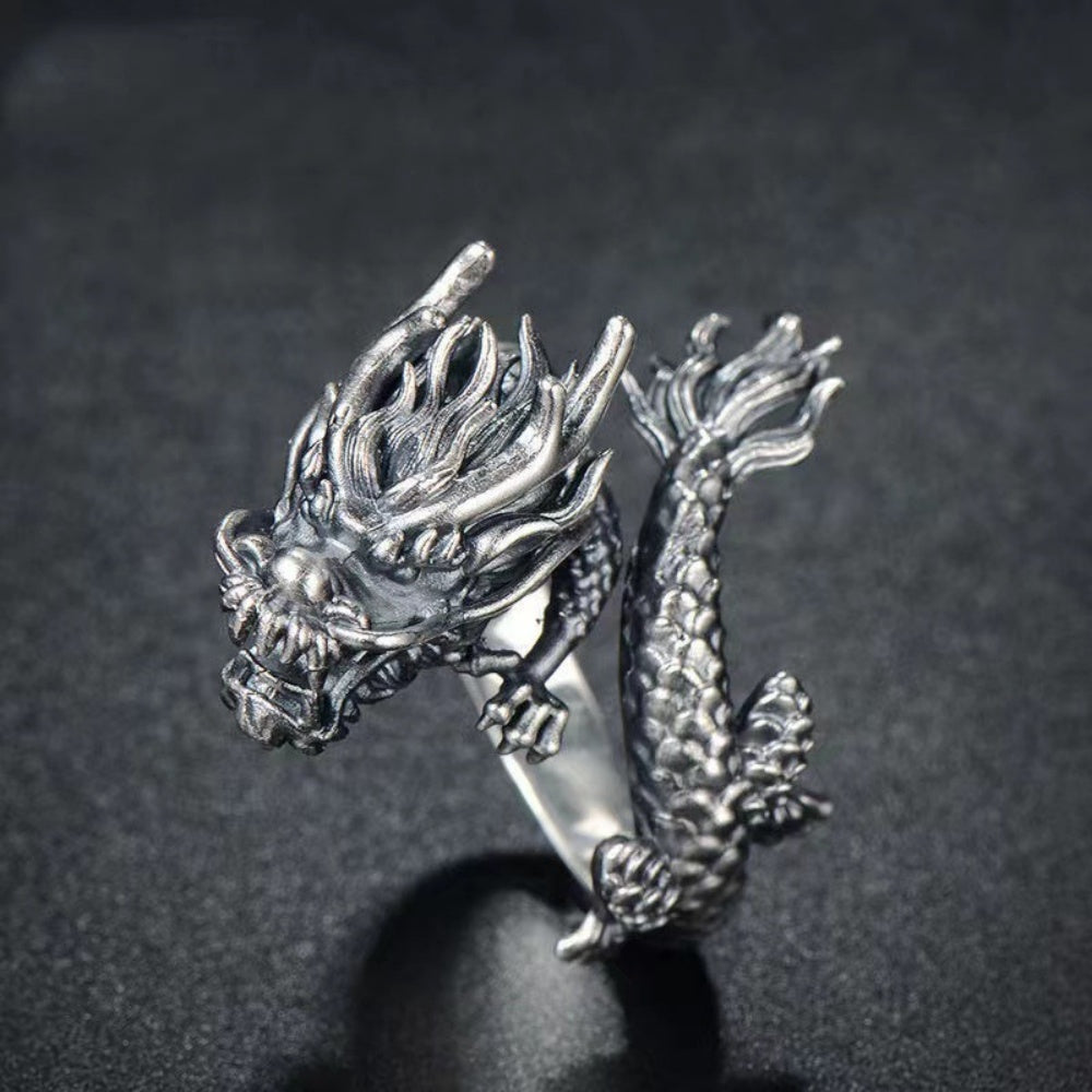 BAGUE DRAGON EN ARGENT 925