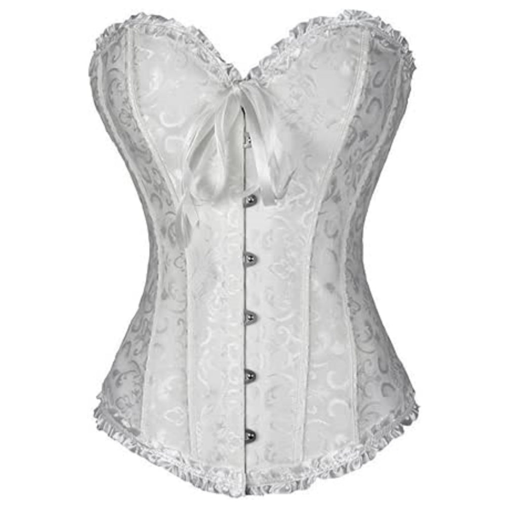 BUSTIER CORSET BLANC DENTELLE A LACET