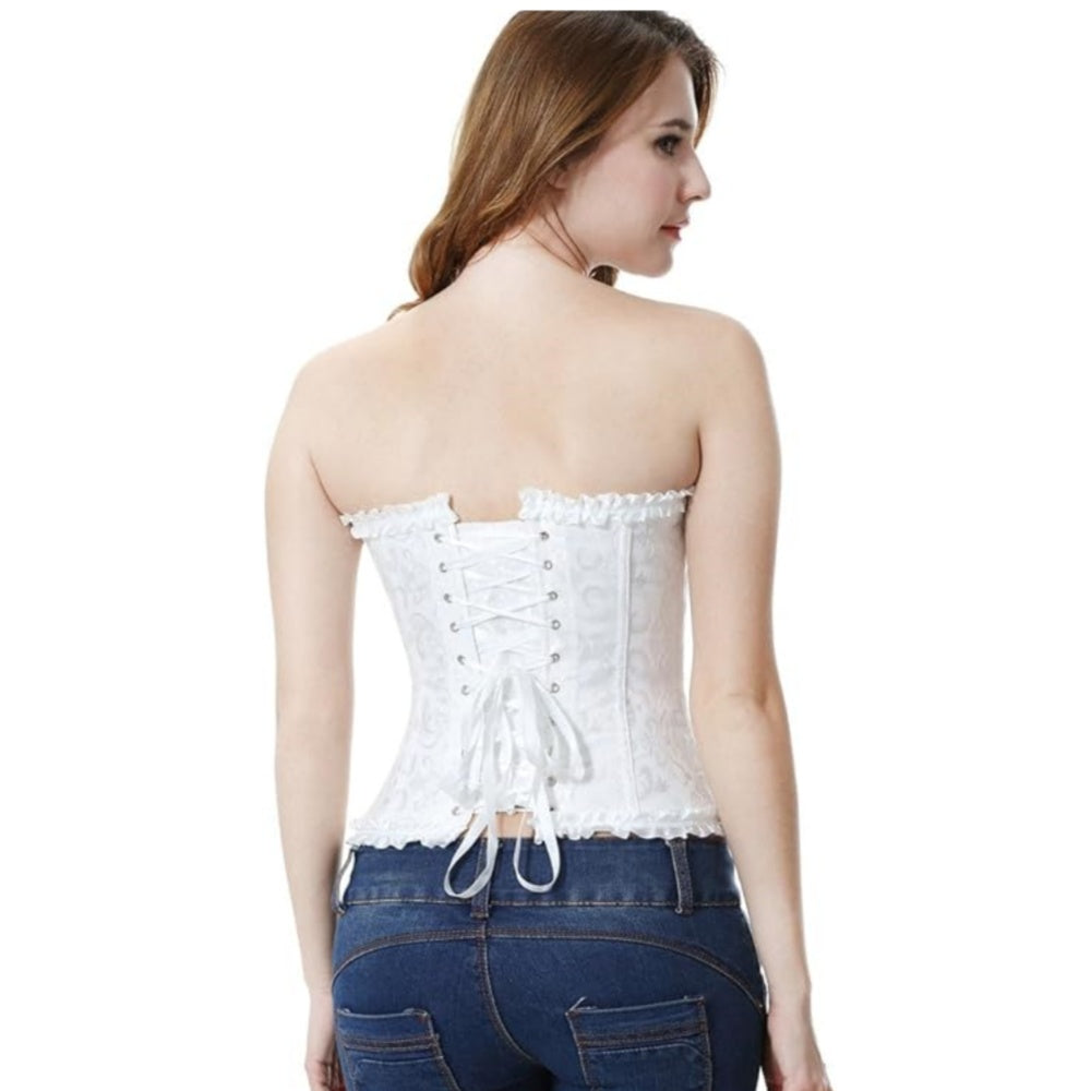 BUSTIER CORSET BLANC DENTELLE A LACET