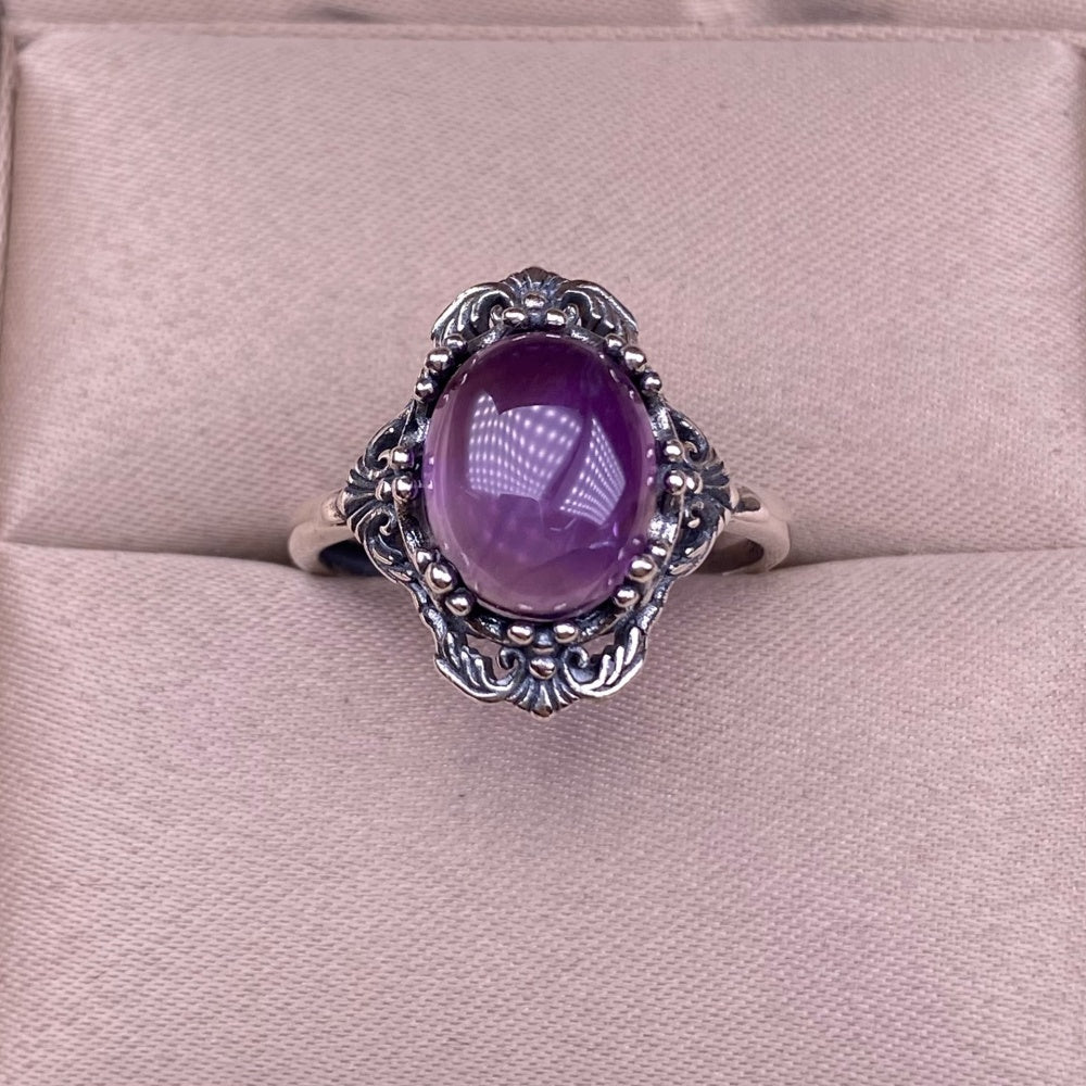 BAGUE ACIER AMETHYSTE