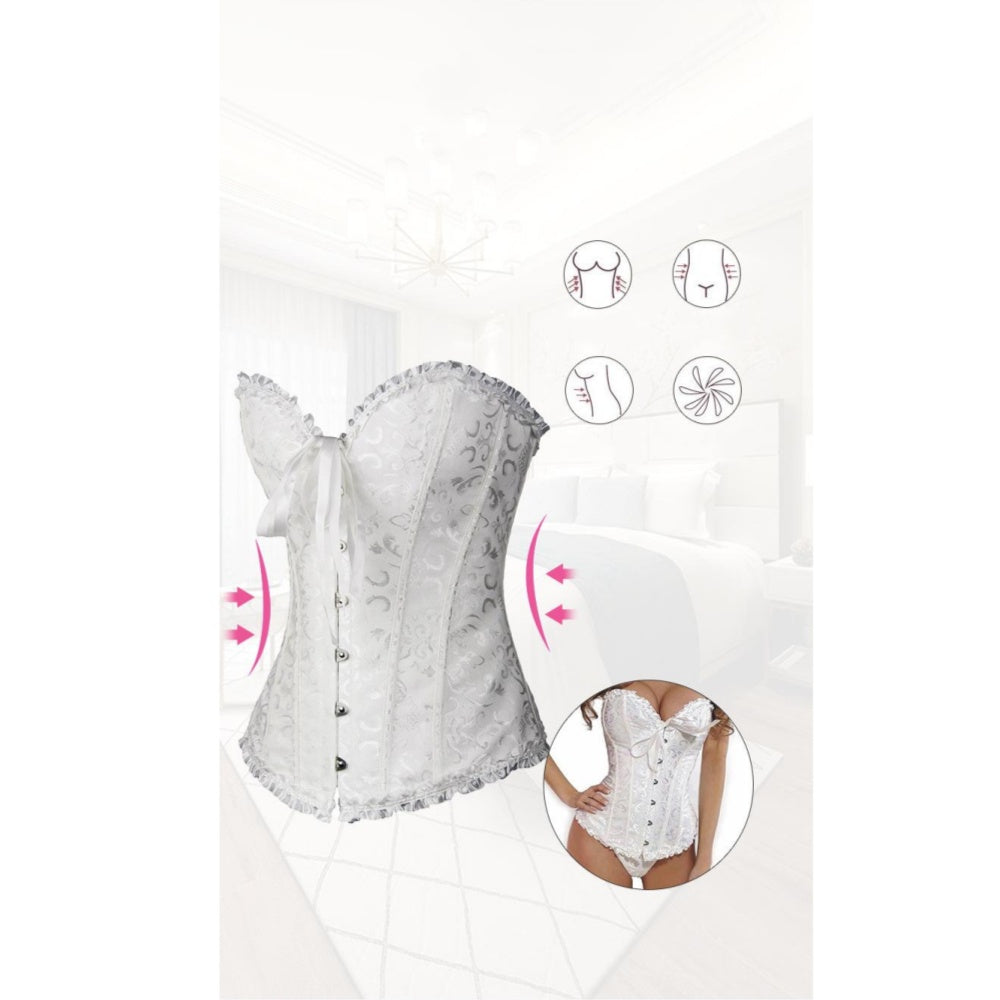 BUSTIER CORSET BLANC DENTELLE A LACET