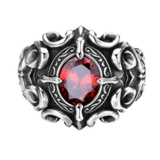 BAGUE RÉTRO PIERRE ROUGE EN ARGENT 925